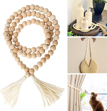 Load image into Gallery viewer, Boho Decor Wood Beads Garland, 58 Inch Wooden Beads for Farmhouse Home Decor with Tassels
