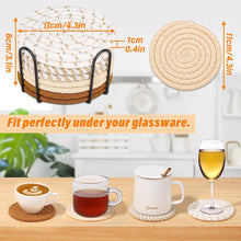 Load image into Gallery viewer, 8 Pcs Drink Coasters with Holder, 4 Colors Absorbent Coasters for Drinks, Minimalist Cotton Woven Coaster Set Nature4uhome
