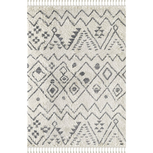 Abani Willow 4'W x 6'D WIL100A Moroccan Tribal Print Black and Ivory Area Rug Nature4uhome