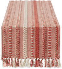 Load image into Gallery viewer, Hand Woven boho Stripe Table Runner Collection with  Fringe Nature4uhome
