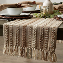 Load image into Gallery viewer, Hand Woven boho Stripe Table Runner Collection with  Fringe Nature4uhome
