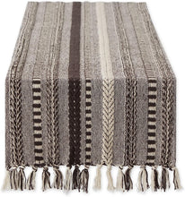 Load image into Gallery viewer, Hand Woven boho Stripe Table Runner Collection with  Fringe Nature4uhome
