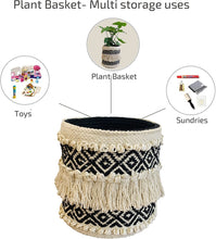 Load image into Gallery viewer, Nature4u Boho Hand Woven Plant Basket  for Planters, Storage Organizer Basket with Tassels 9” x 8” Nature4uhome
