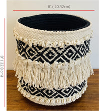 Load image into Gallery viewer, Nature4u Boho Hand Woven Plant Basket  for Planters, Storage Organizer Basket with Tassels 9” x 8” Nature4uhome
