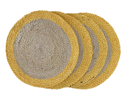 Nature4u Home 100% Jute Hand Braided Placemat Set of 4 Round Placemat Nature4uhome