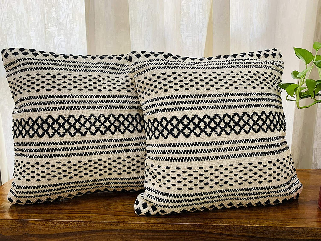 Nature4u Home Boho Hand woven Throw Pillow Covers  set of 2, size 18 x 18 Nature4uhome