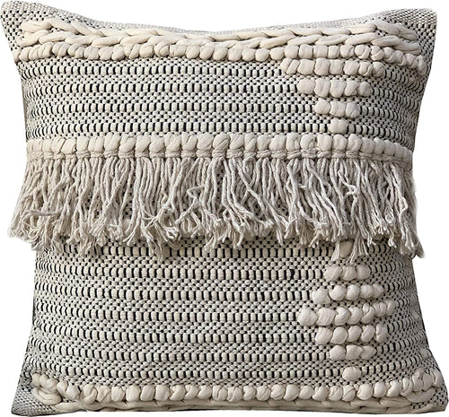 Nature4u Set of 2 Boho Throw Pillow Covers , 18 x 18 Inch Cotton Hand-Woven Decorative Pillows Covers Nature4uhome