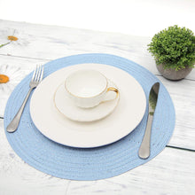 Load image into Gallery viewer, Round Braided Placemats Set Washable 15 inch Round Table Placemat Nature4uhome
