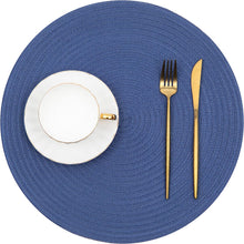 Load image into Gallery viewer, Round Braided Placemats Set Washable 15 inch Round Table Placemat Nature4uhome
