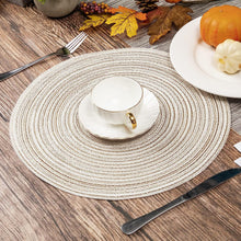 Load image into Gallery viewer, Round Braided Placemats Set Washable 15 inch Round Table Placemat Nature4uhome
