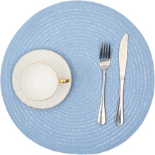 Load image into Gallery viewer, Round Braided Placemats Set Washable 15 inch Round Table Placemat Nature4uhome
