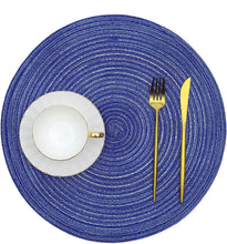 Load image into Gallery viewer, Round Braided Placemats Set Washable 15 inch Round Table Placemat Nature4uhome
