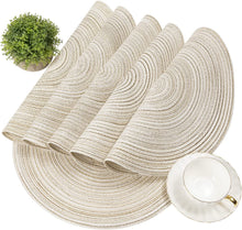 Load image into Gallery viewer, Round Braided Placemats Set Washable 15 inch Round Table Placemat Nature4uhome
