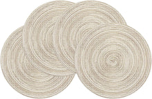 Load image into Gallery viewer, Round Braided Placemats Set Washable 15 inch Round Table Placemat Nature4uhome
