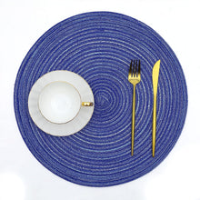 Load image into Gallery viewer, Round Braided Placemats Set Washable 15 inch Round Table Placemat Nature4uhome
